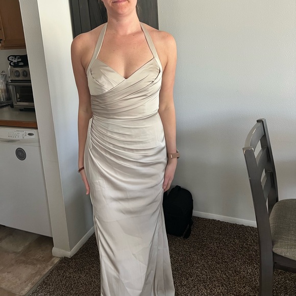 ❗️💲CLOSEOUT SALE: $5 💲❗️- Azazie Backless Halter Dress in Rust - Picture 6 of 8